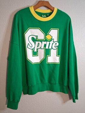 Sprite Brand Sweatshirt Size Medium Green Yellow And White